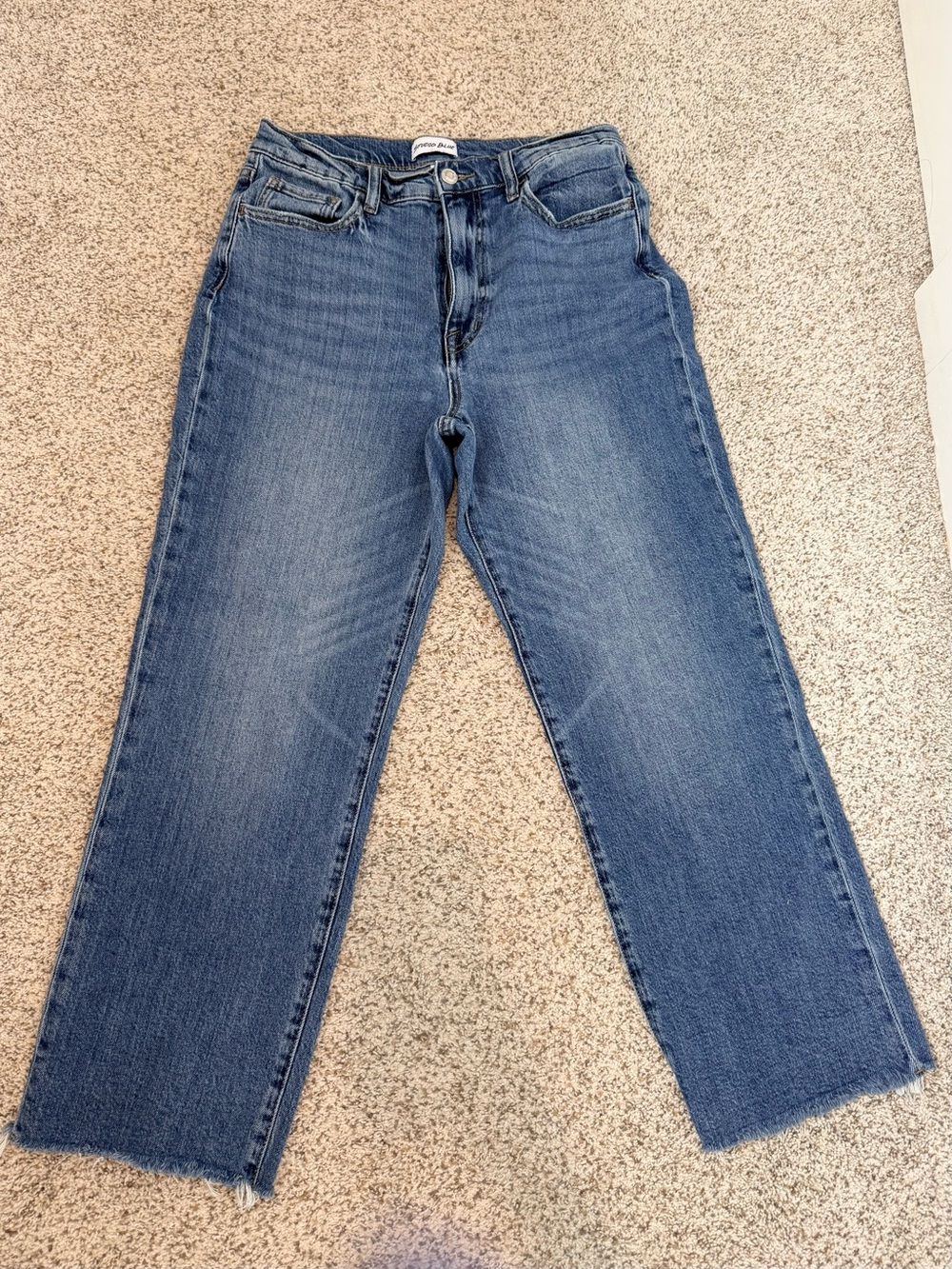 Women's Blue High-Rise Straight-Leg Jeans